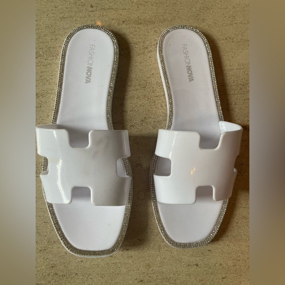 White embellished sandals